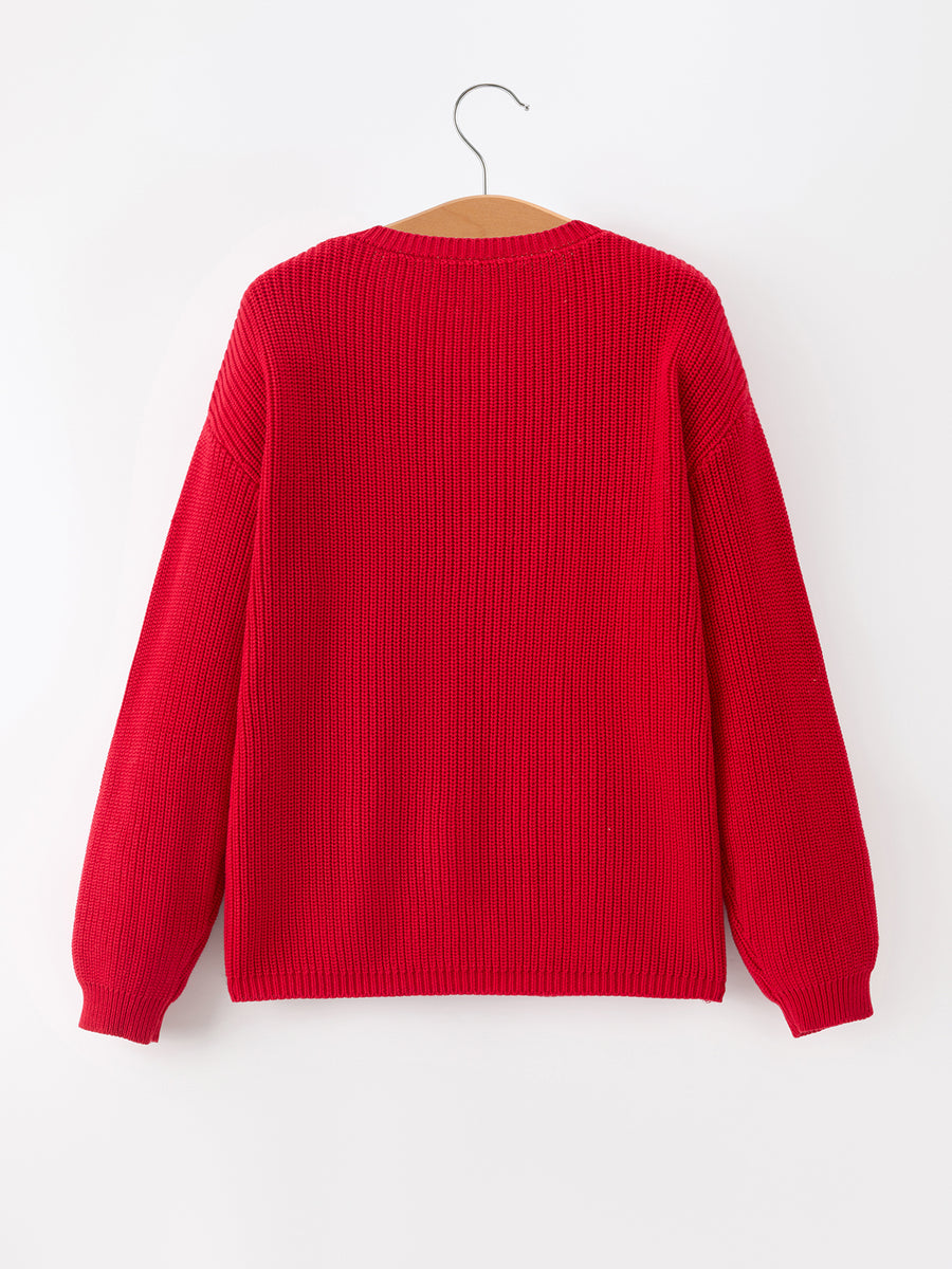 Mom and Me Winter Christmas Red "merry" Pullover Sweater