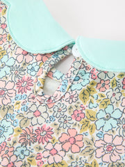 Mint Floral Girl Dress Petals Collar
