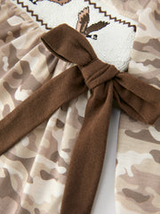 Duck Smocked Camo Baby Bloomer Set Bow Detail