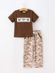 Duck Embroidery Camo Boy Pant Set