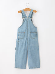 Bow Denim Girl Overalls Wide Leg Jumpsuit