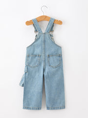 Bow Denim Girl Overalls Wide Leg Jumpsuit