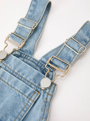 Bow Denim Girl Overalls Wide Leg Jumpsuit