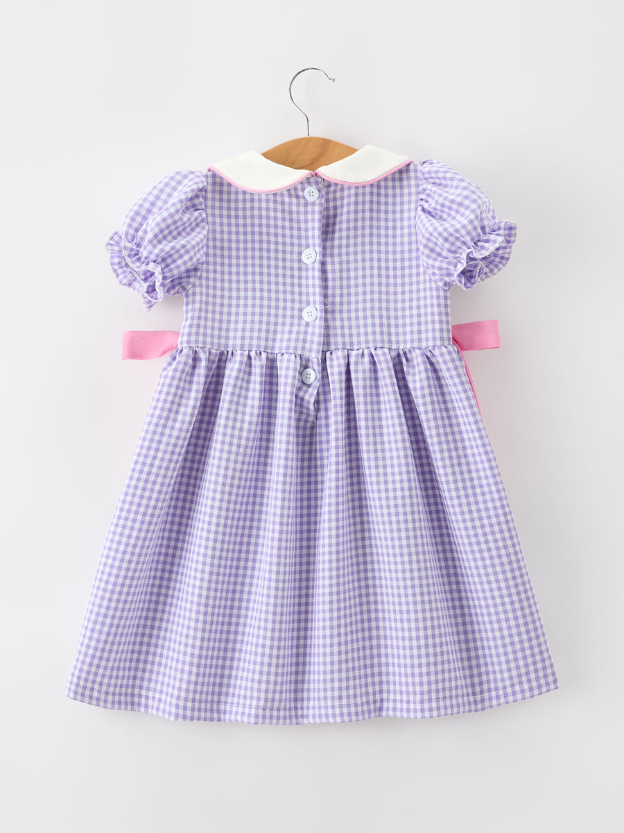 Thanksgiving Turkey Smocked Plaid Bow Girls Dress