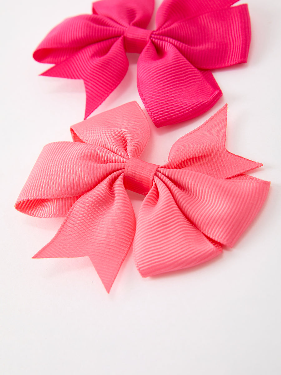 Pink Bow Hair Clip Set