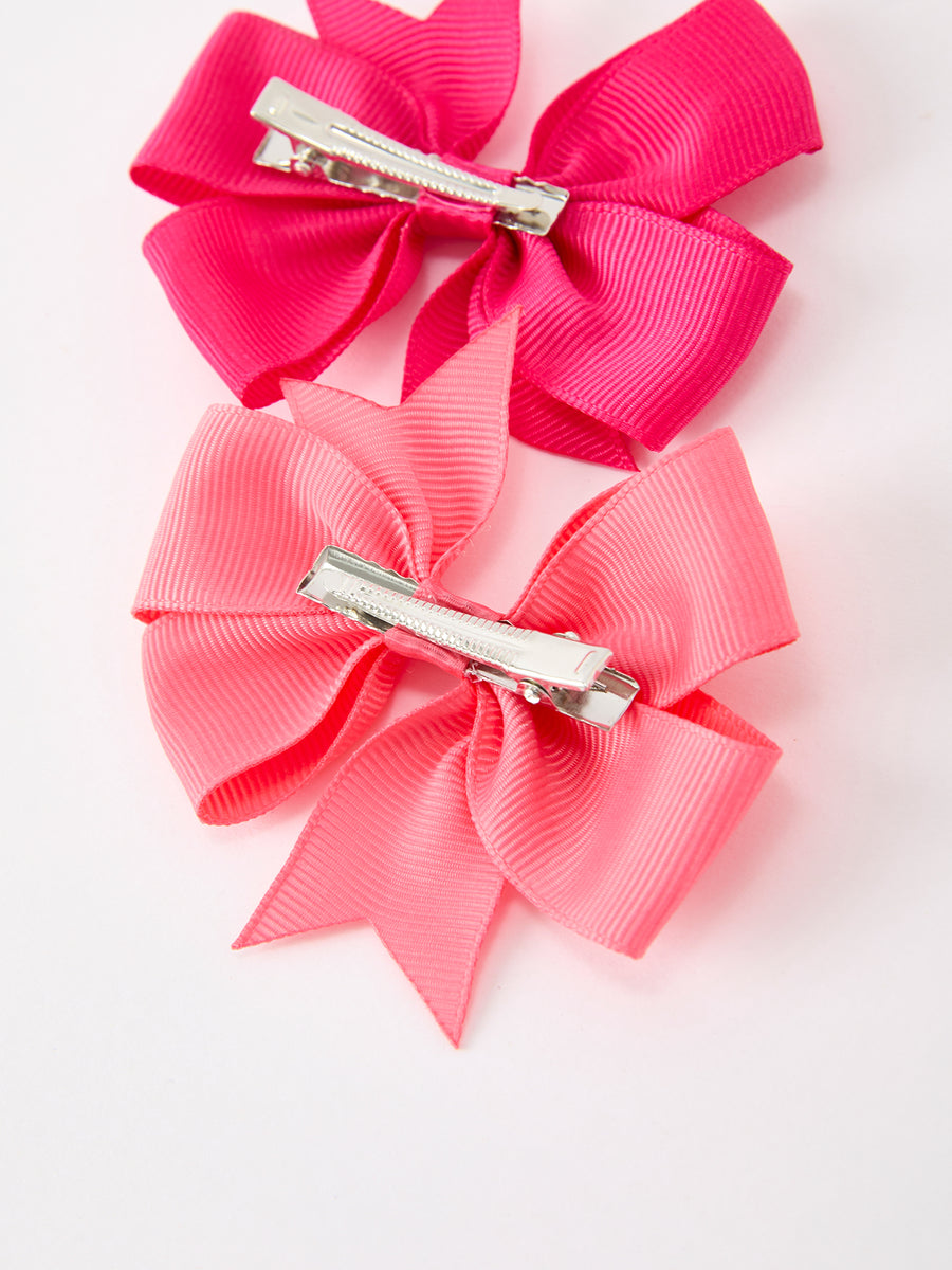 Pink Bow Hair Clip Set
