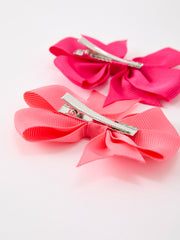 Pink Bow Hair Clip Set