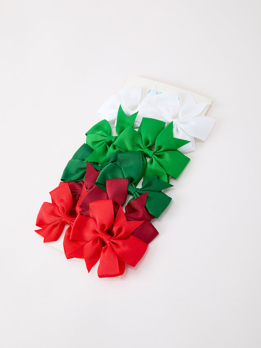 Red Green Bow Hair Clip Set