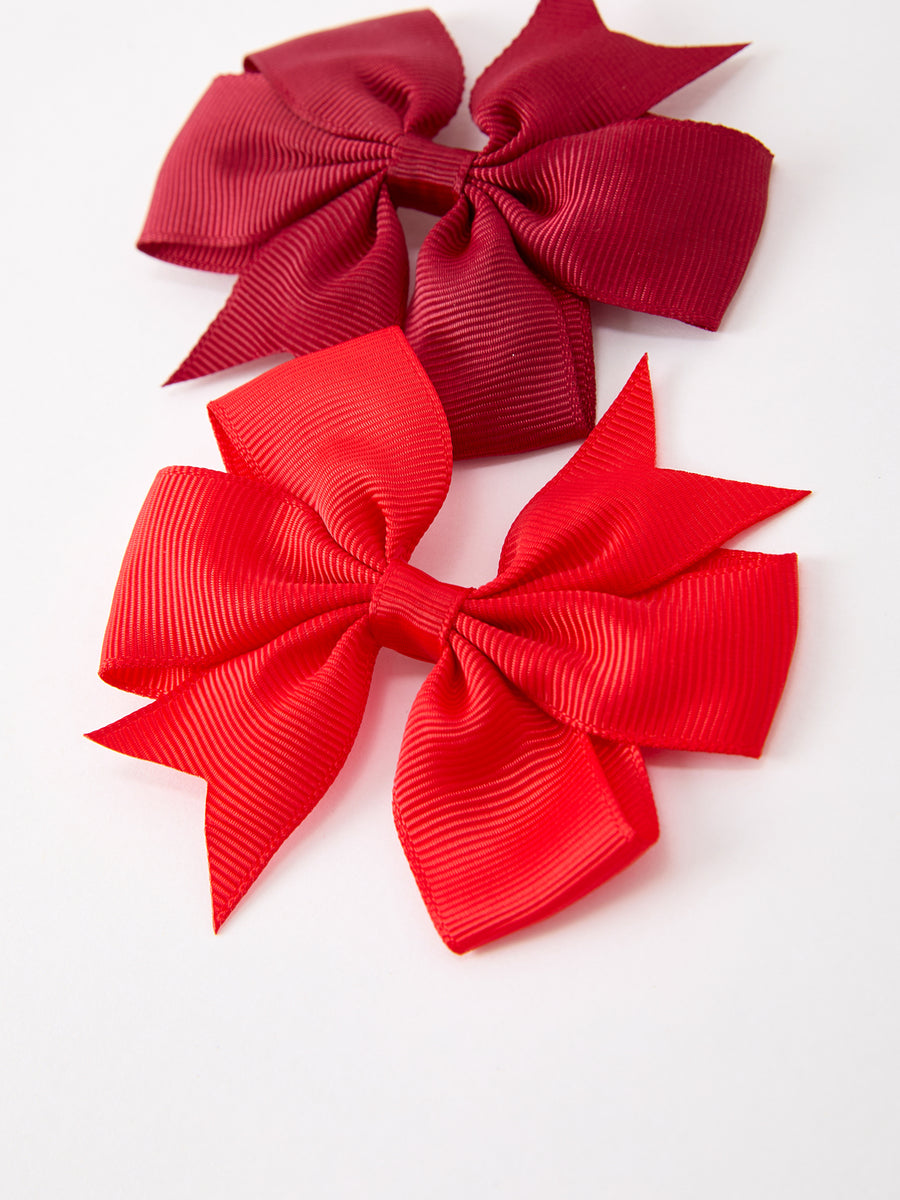 Red Green Bow Hair Clip Set