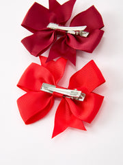 Red Green Bow Hair Clip Set