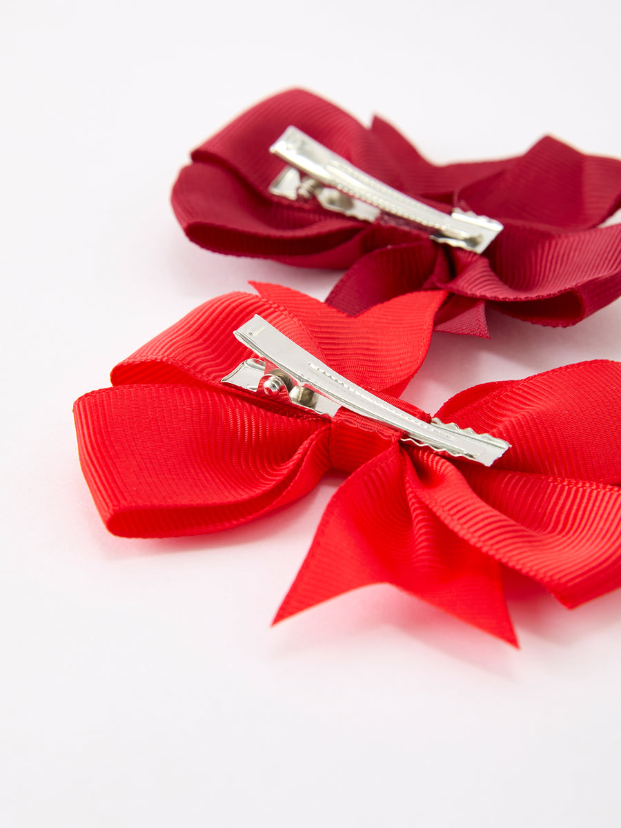 Red Green Bow Hair Clip Set