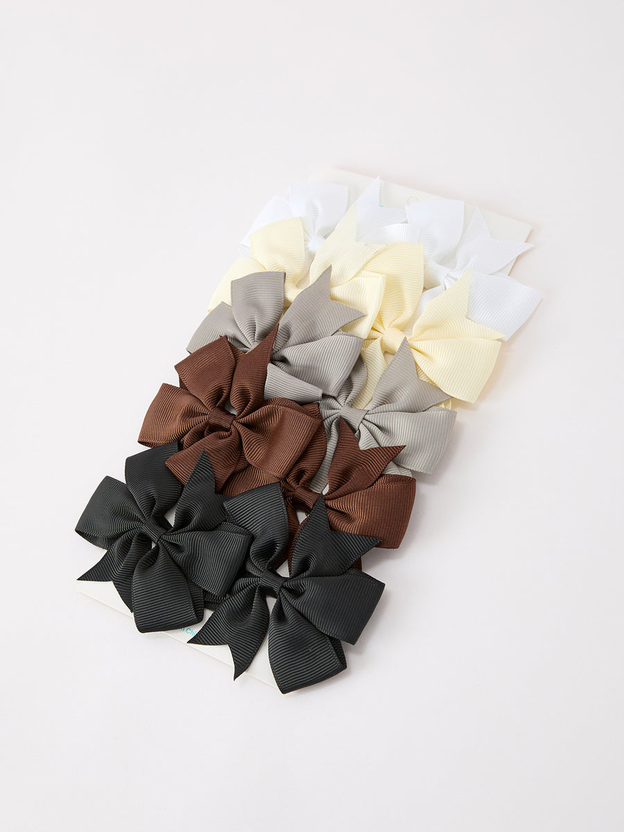 Neutral Bow Hair Clip Set