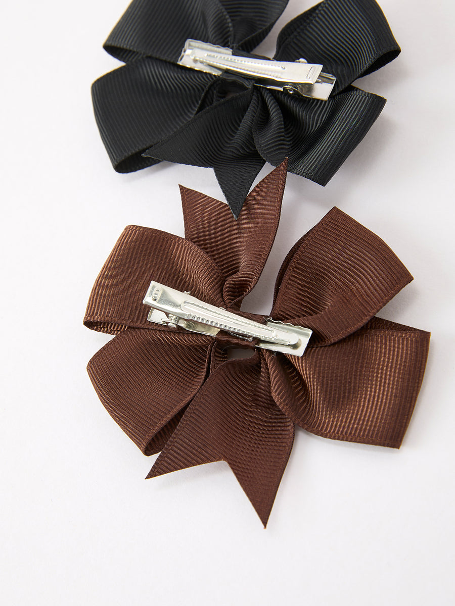 Neutral Bow Hair Clip Set