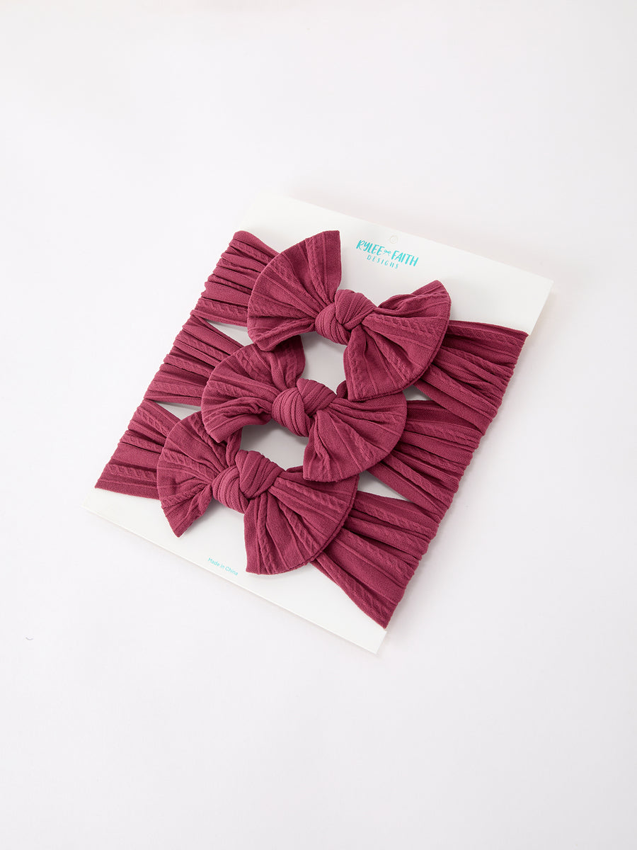 Baby Girl Bow Headband Same Color 3 Piece Set