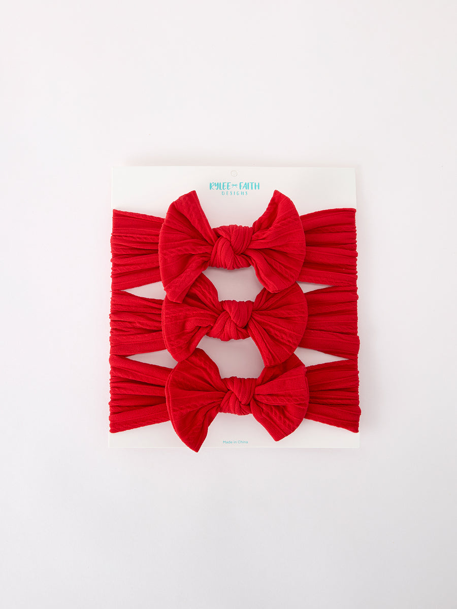 Baby Girl Bow Headband Same Color 3 Piece Set