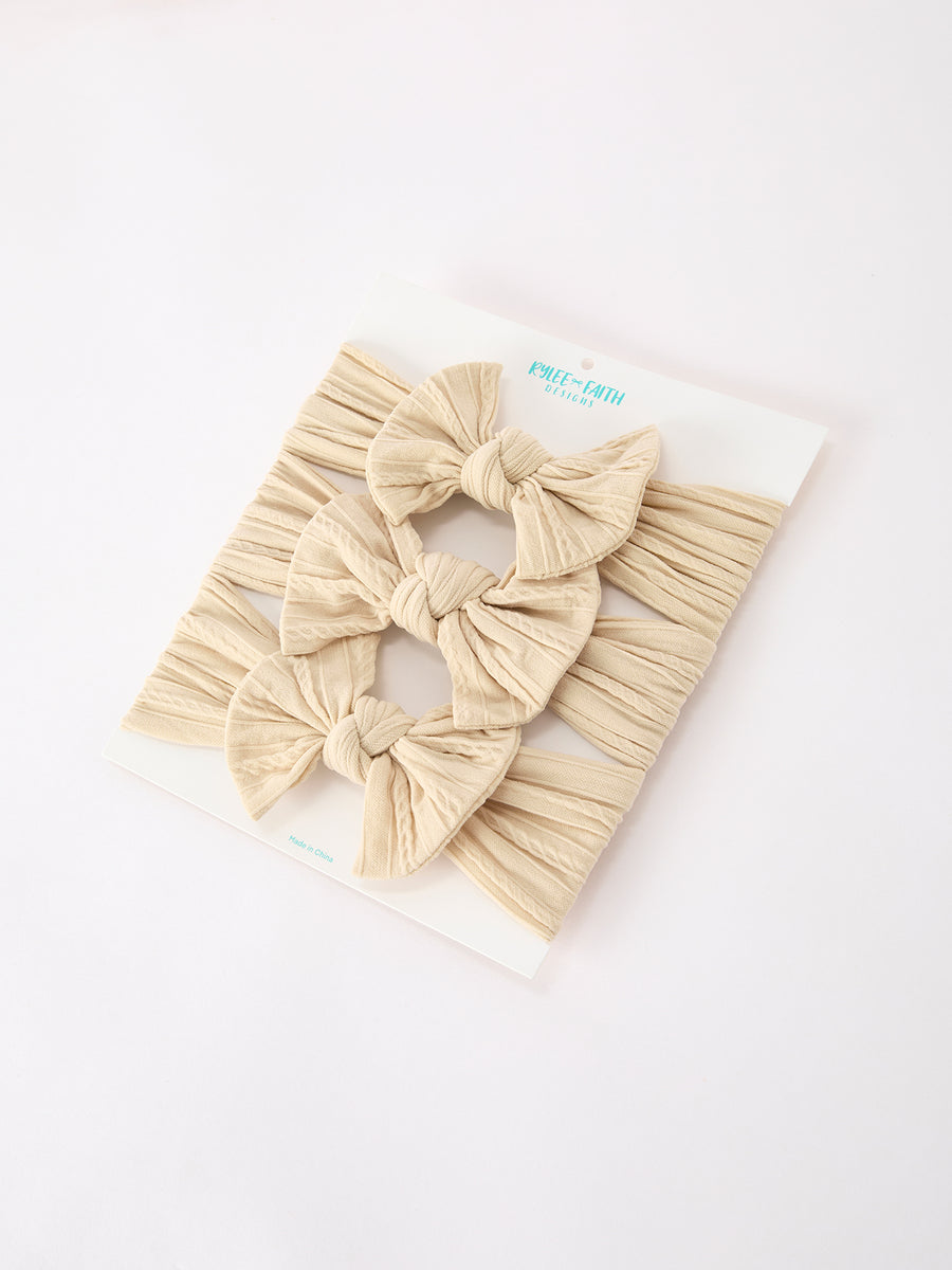 Baby Girl Bow Headband Same Color 3 Piece Set