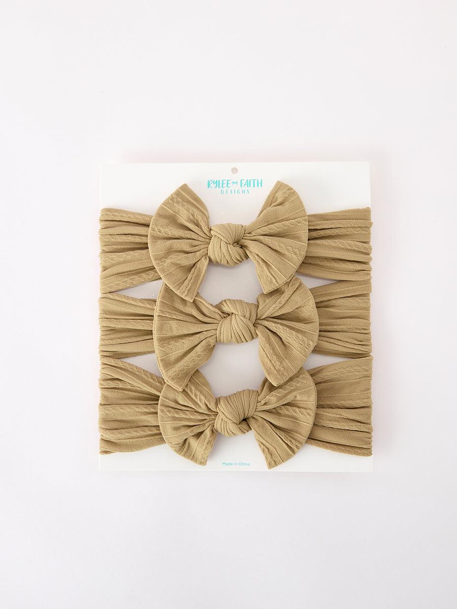Baby Girl Bow Headband Same Color 3 Piece Set