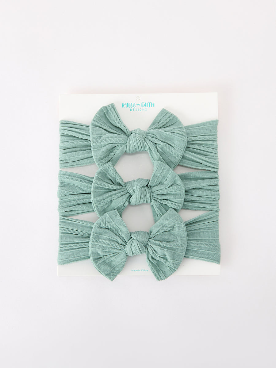 Baby Girl Bow Headband Same Color 3 Piece Set