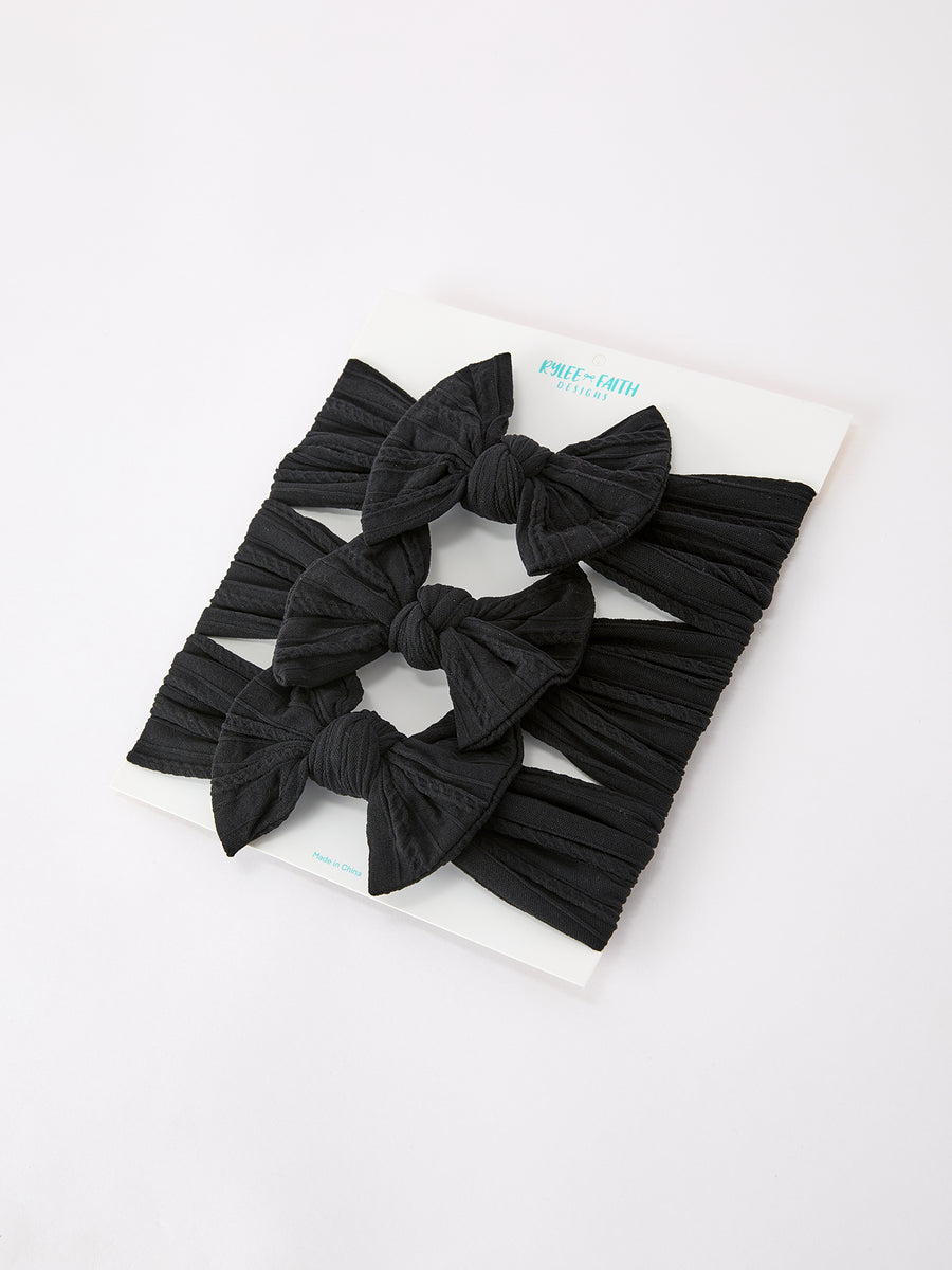 Baby Girl Bow Headband Same Color 3 Piece Set