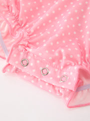 Pink Ballet Embroidery Bow Bubble Romper