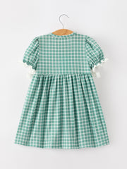 Western Plaid Horse Embroidered Girl Dress