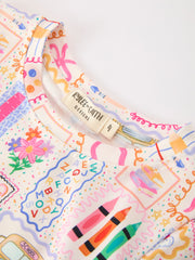 PREORDER Back to School Print Girl Short Set Scallop Hem
