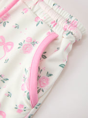 Rose Bow Girl Short Set Scallop Hem