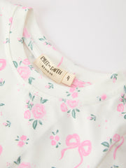 Rose Bow Girl Short Set Scallop Hem
