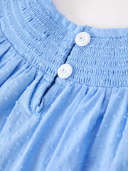 Blue Fall Thanksgiving&Halloween Pumpkin Smock Embroidery Lace Baby Girl Dress