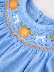 Halloween Thanksgiving Pumpkin Smocked Bubble Romper