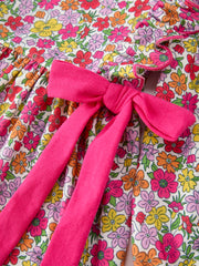 Hot Pink Bow Floral Girl Dress