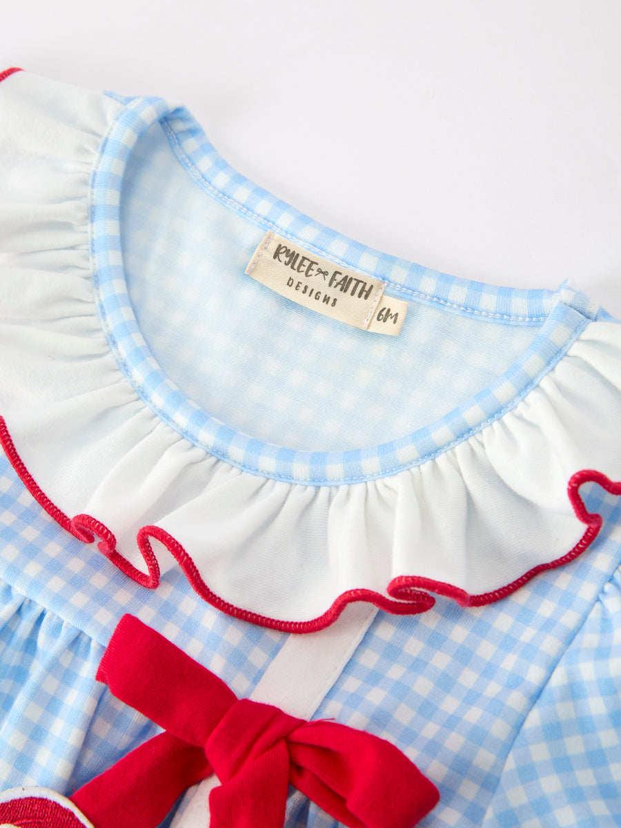 Christmas Santa Bow Plaid Girls Dress
