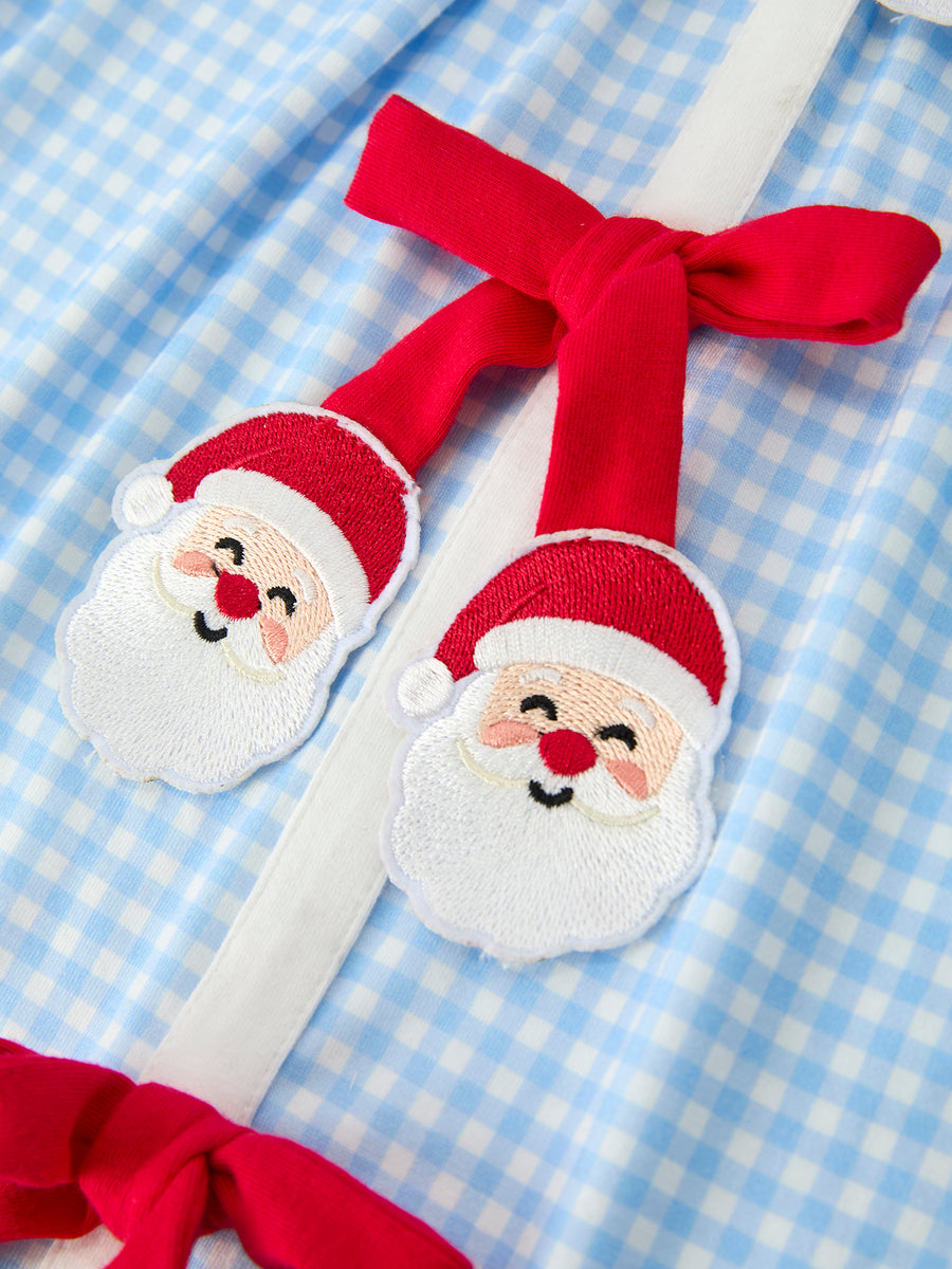 Christmas Santa Bow Plaid Girls Dress