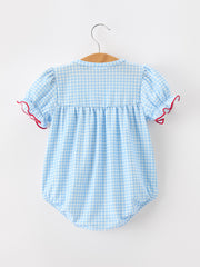 Christmas Santa Bow Plaid Girls Bubble Romper