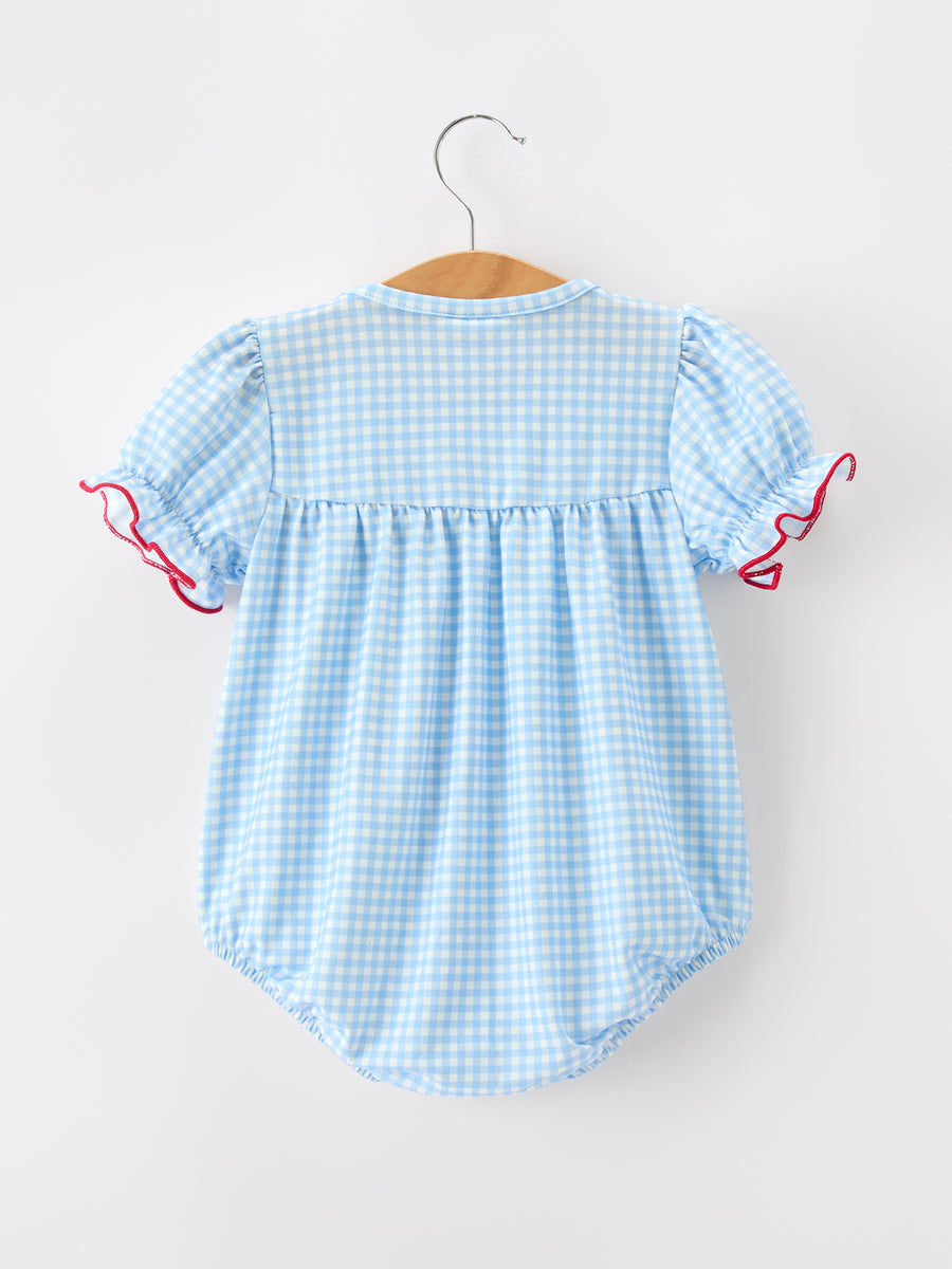 Christmas Santa Bow Plaid Girls Bubble Romper