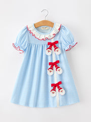 Christmas Santa Bow Plaid Girls Dress