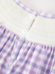 Halloween Ghost Plaid Bow Scallop Girls Dress