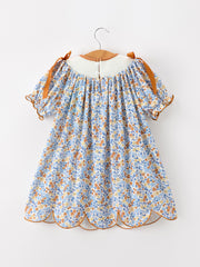 Fall Floral Smocked Girls Dress