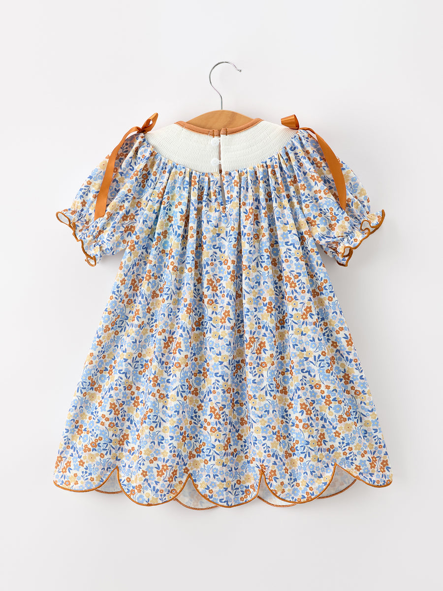 Fall Floral Smocked Girls Dress