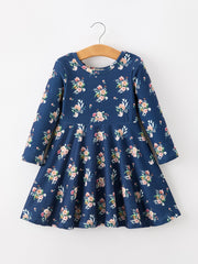 Fall Floral Girls Long Sleeve Dress