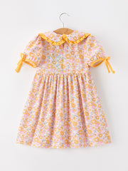 Halloween Pumpkin Floral Girls Dress