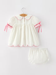 Church Christ Pink Cross Bishop Christening Girls Bloomer Set
