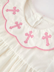 Church Christ Pink Cross Bishop Christening Girls Bloomer Set