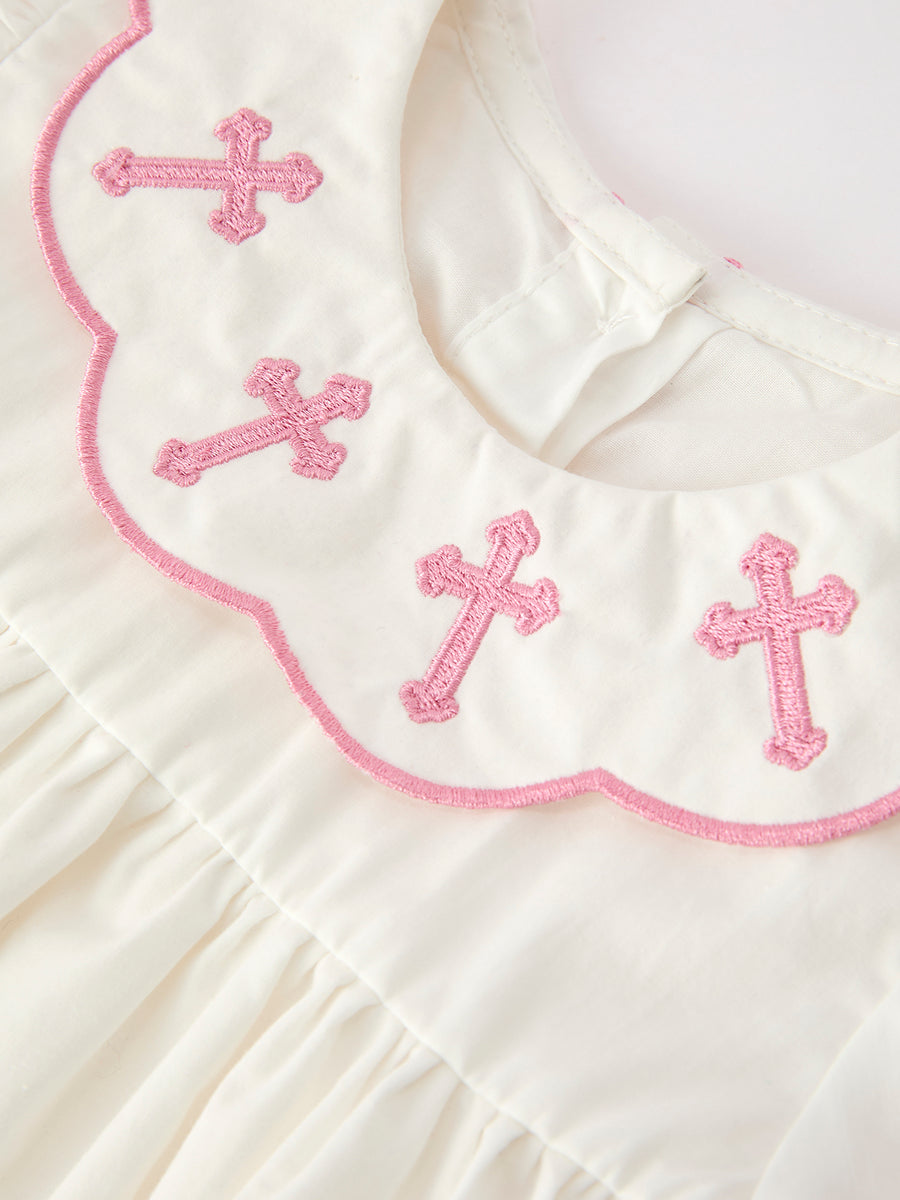 Church Christ Pink Cross Bishop Christening Girls Bloomer Set