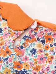 Fall Floral Smocked Petals Collar Girls Dress