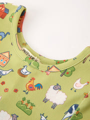 Countryside Farm Animal Pasture Twirl Girls Dress
