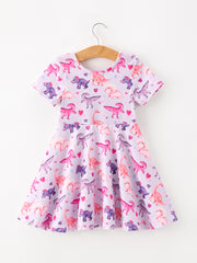 Dinosaur Heart Twirl Girls Dress Short Sleeves