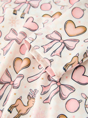 Pink Bow Reindeer Candy Cane Girls Twirl Dress