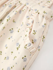 Girls Blue Floral Print Wide Leg Jumpsuit
