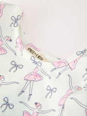 Fall Ballet Bow Girls Long Sleeve Twirl Dress